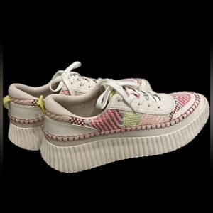 Dolce Vita Denae Pink Multicolor Fabric Wedge Sneakers